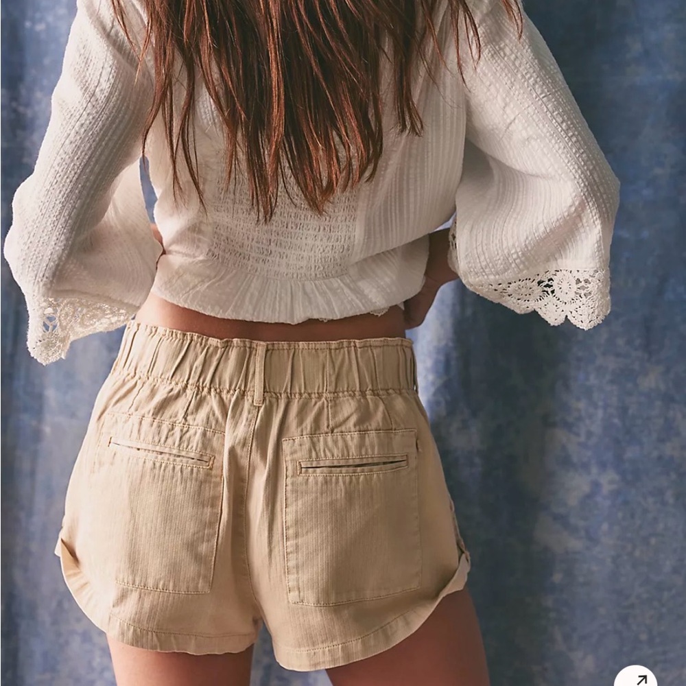 Free People Waimea Slouchy Shorts Khaki Green - Picture 4 of 5